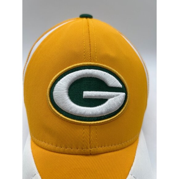 Green Bay Packers Hat OS NFL Reebok Equipment Yellow White Fitted Logo NFC North - Picture 2 of 9
